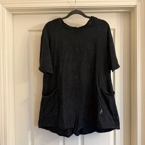 Free People Black Hot Shot Tee Romper, Size XS